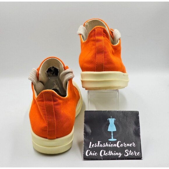 Rick Owens DRKSHDW Men's Orange Jumbo Lace Low Top Sneakers Sz 12 (45) 2817 - Picture 5 of 16